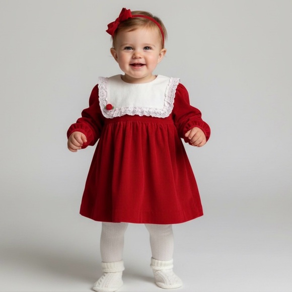 Alexis Other - Alexis Vintage 80s Red Velvet Christmas Dress Lace Trim | Size 24 Months